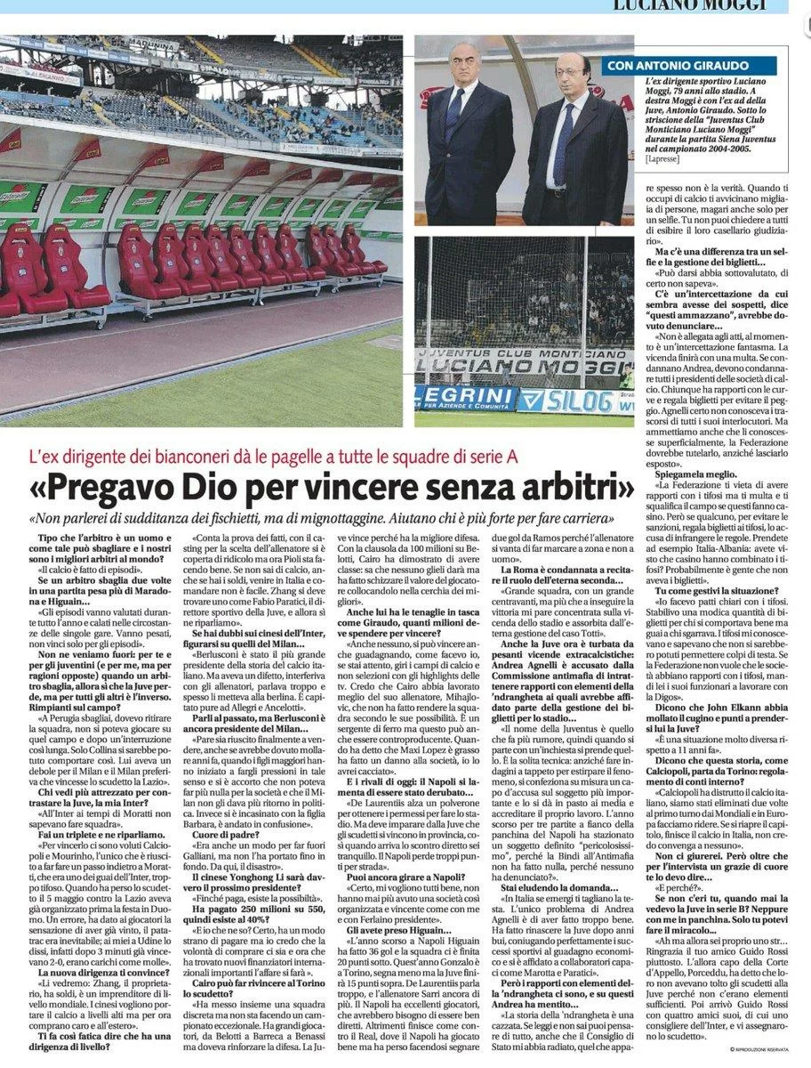 Ziliani, che attacco a Moggi: “Almeno una volta fino al 41 bis”