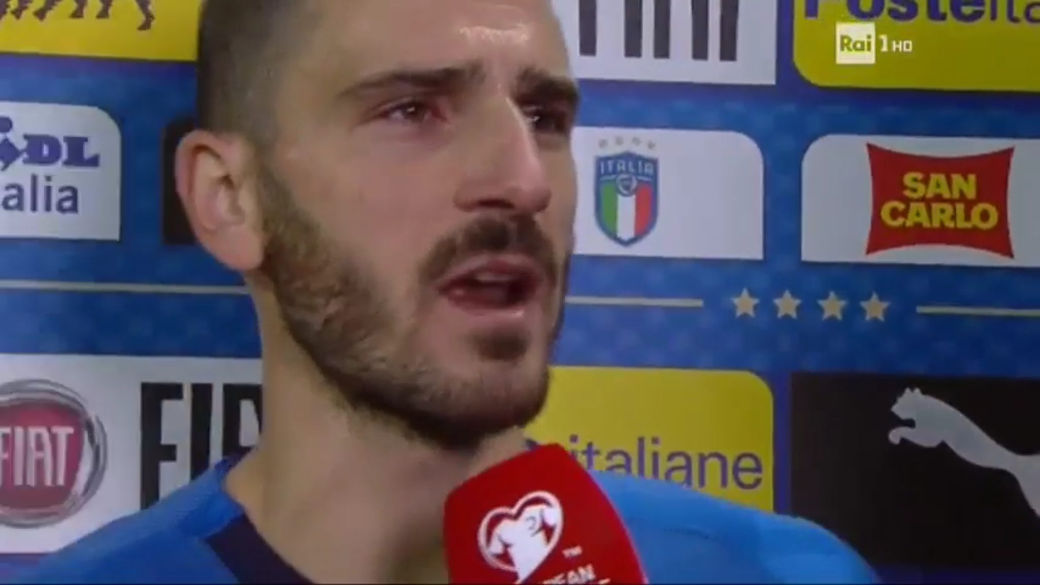 Bonucci in lacrime dopo Svezia-Italia
