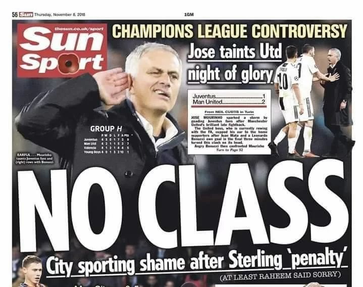 Il ‘Sun’ contro Mourinho: “Senza classe!”