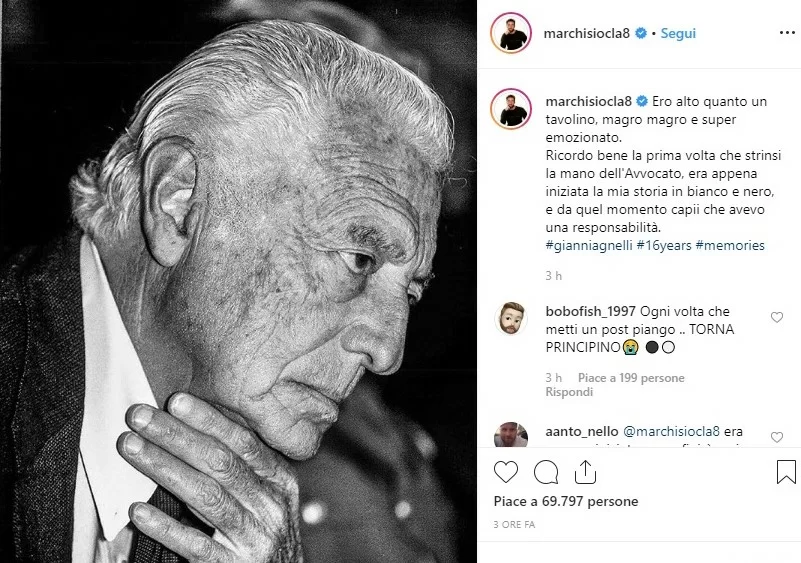 Marchisio ricorda Gianni Agnelli: “La prima volta che strinsi la mano all’Avvocato iniziava la mia storia in bianconero”