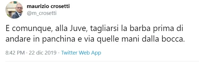 Crosetti contro Sarri: “Via quelle mani dalla bocca”