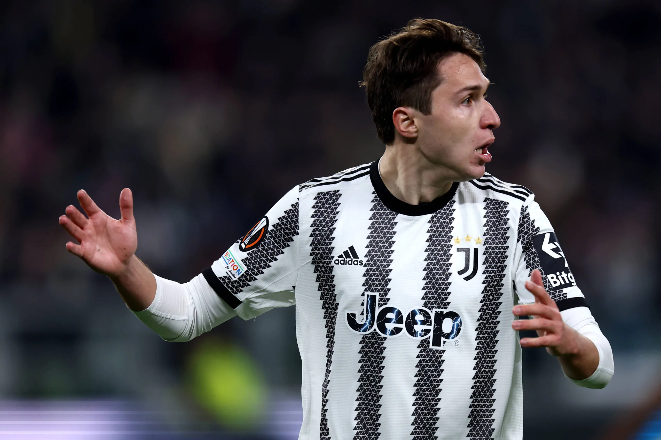 Chiesa in campo durante Juventus-Nantes