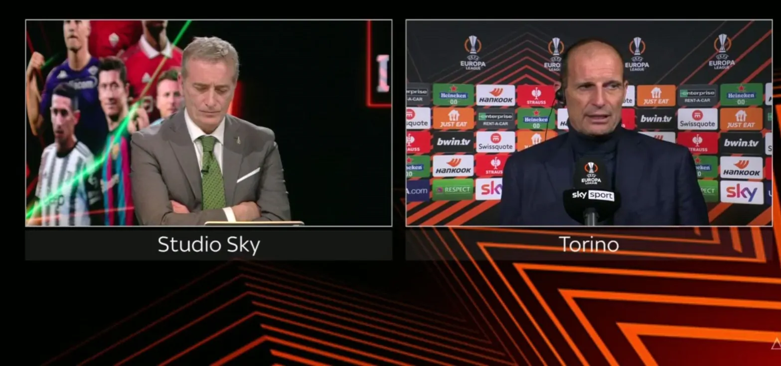 Lite in diretta tra Allegri e De Grandis: l’allenatore furioso per una domanda in studio