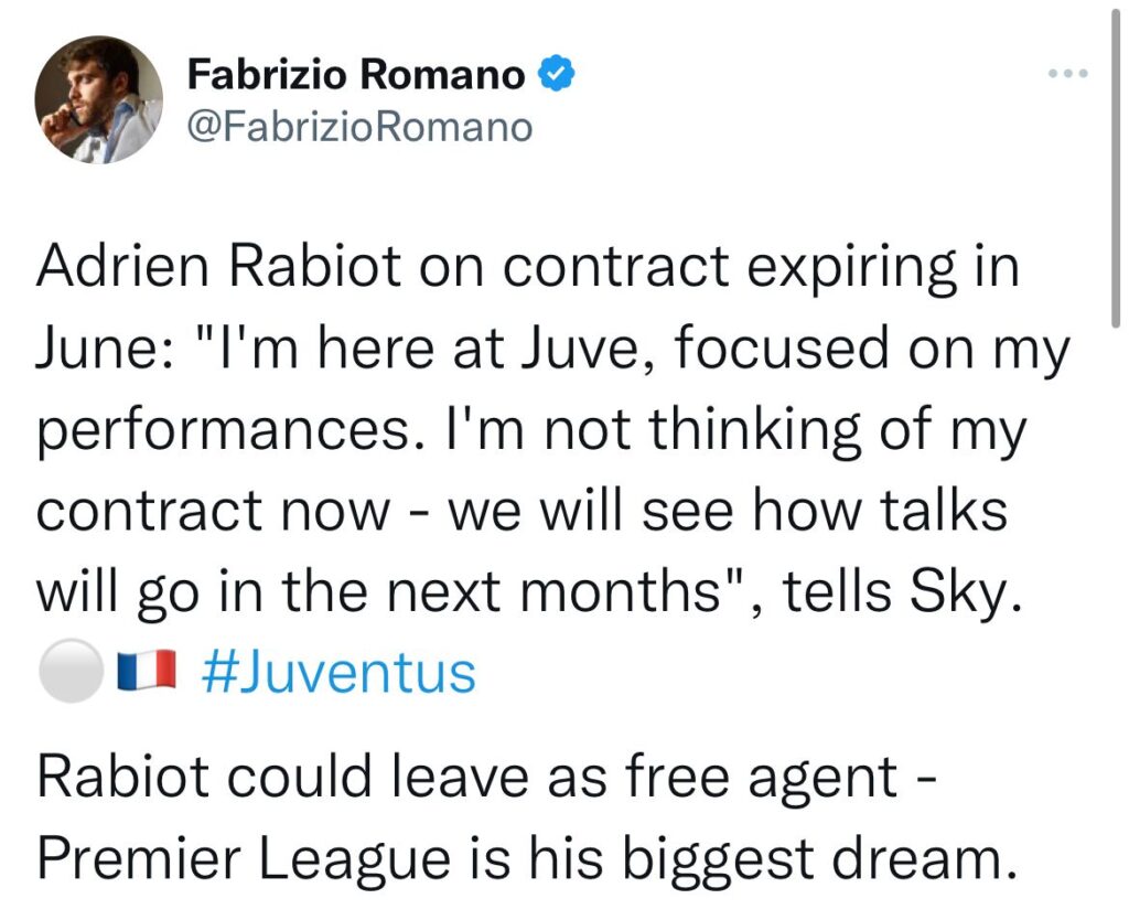 Romano Juventus Rabiot Rinnovo