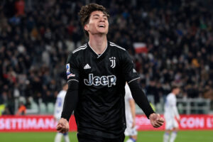 Soulé esulta dopo il primo gol con la Juve