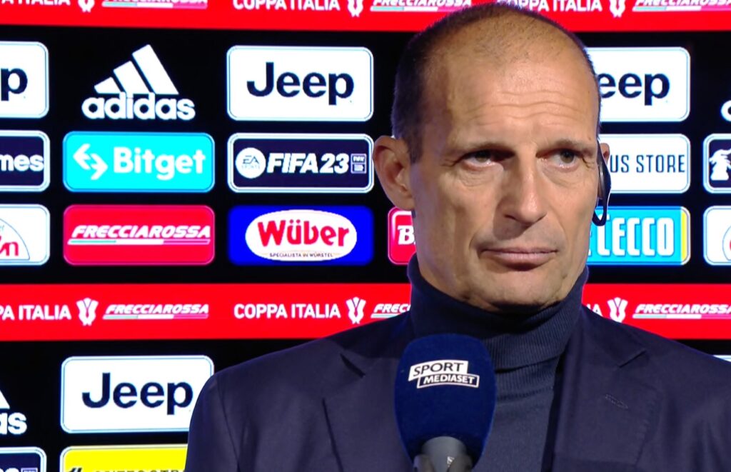 Massimiliano Allegri durante il post-partita di Juventus-Inter