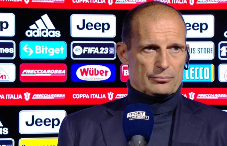 Massimiliano Allegri durante il post-partita di Juventus-Inter
