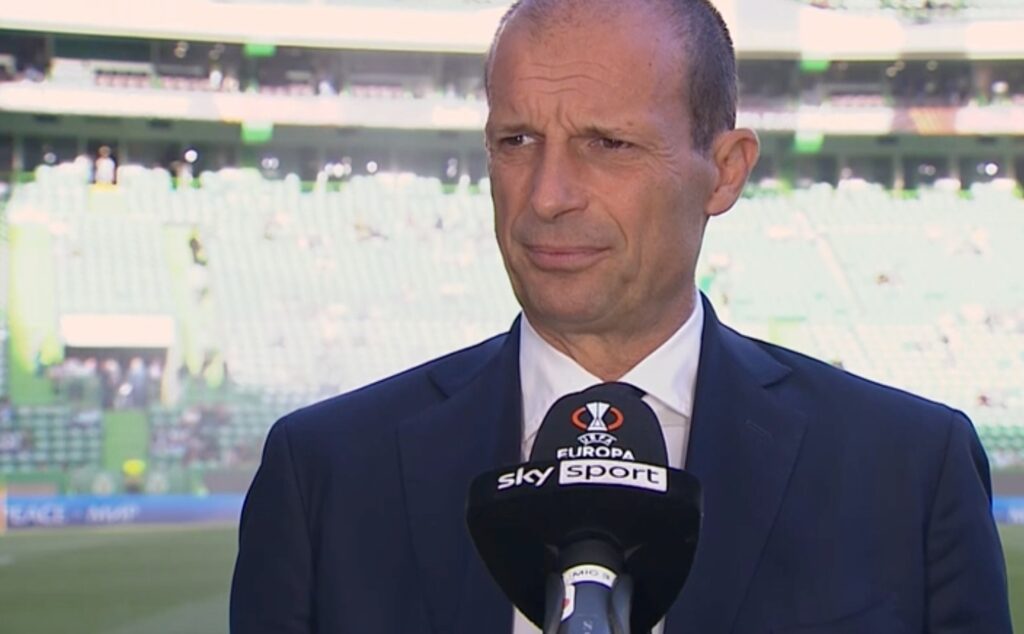 Massimiliano Allegri durante il pre-partita di Sporting-Juventus
