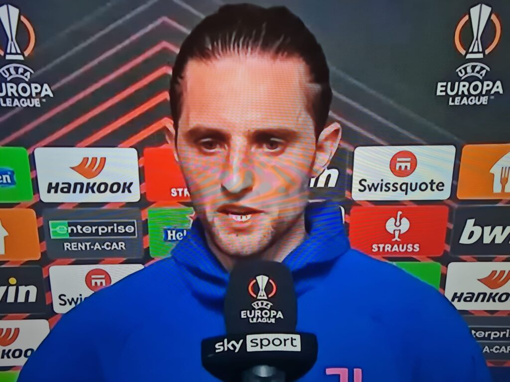 Adrien Rabiot durante il post-partita di Sporting-Juventus