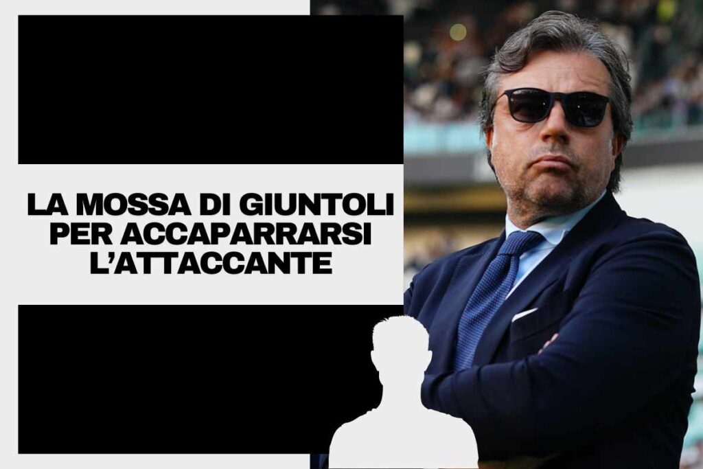 Giuntoli a bordo campo mentre indossa vesti dirigenziali e occhiali da sole