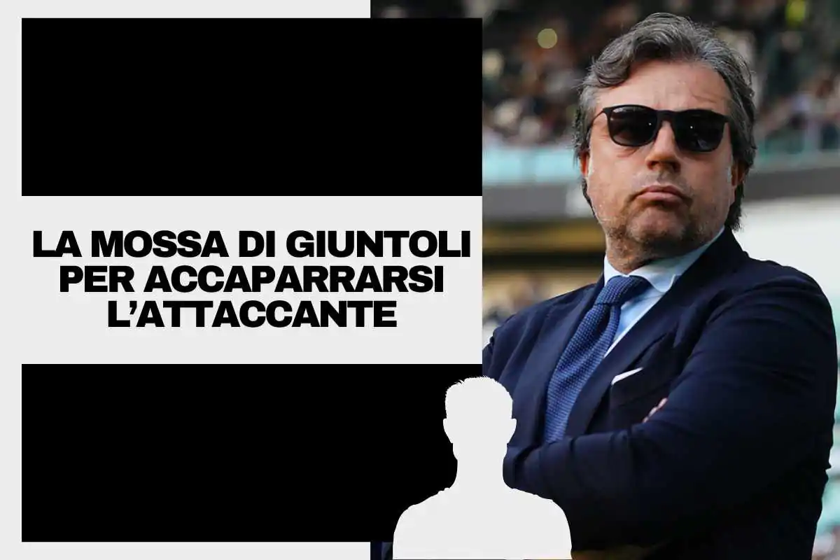 Giuntoli a bordo campo mentre indossa vesti dirigenziali e occhiali da sole