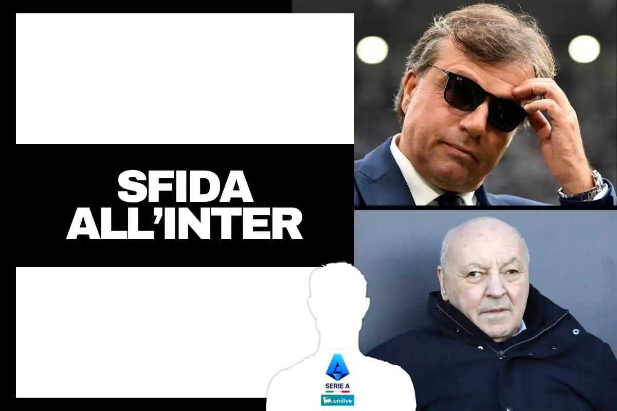 Giuntoli in occhiali da sole e Marotta seduto