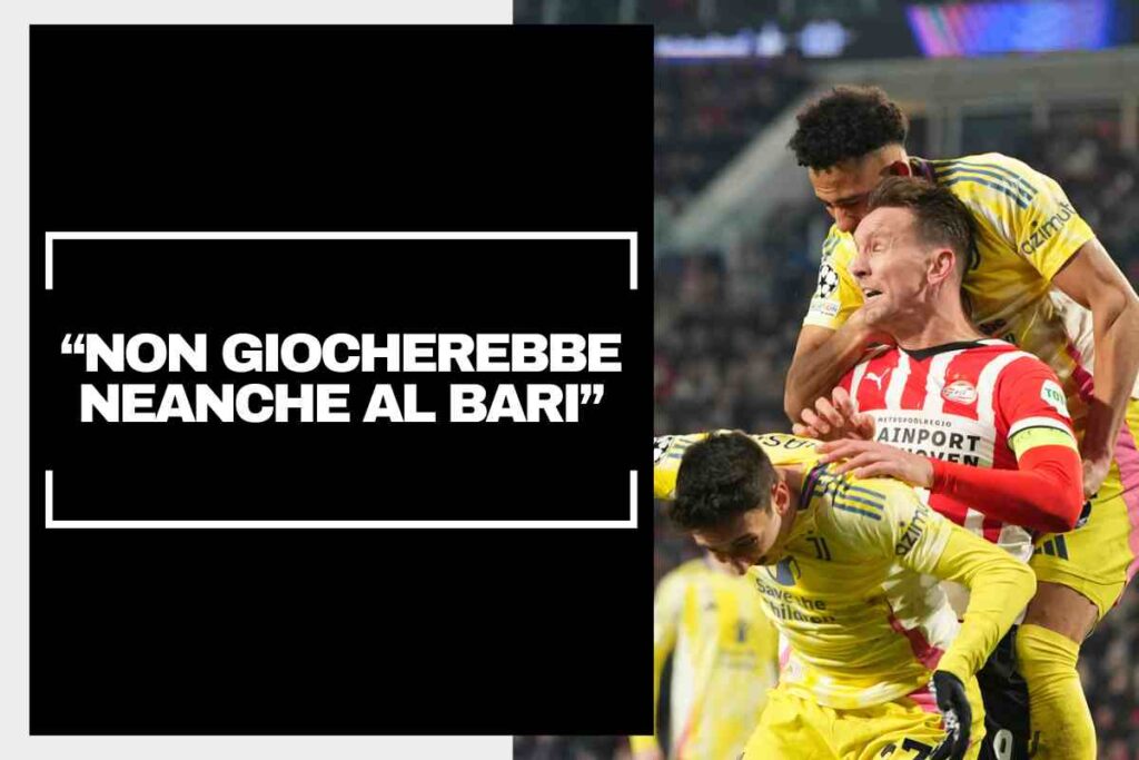 Kelly, De Jong e Cambiaso in duello aereo durante PSV-Juventus