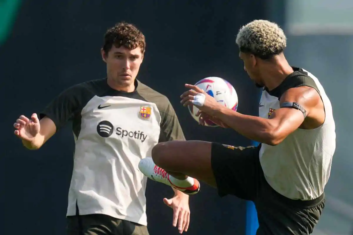 Christensen e Araujo durante un allenamento