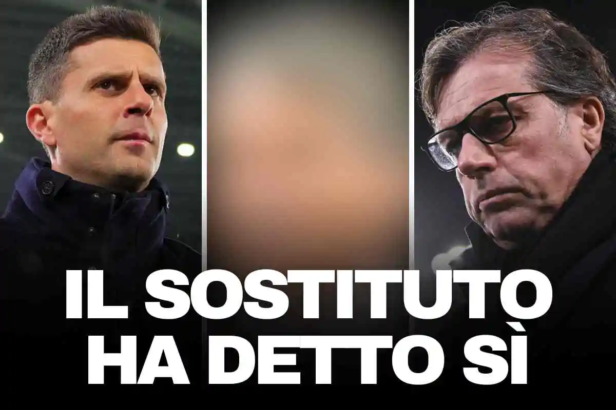 Thiago Motta a sinistra osserva da bordo campo mentre Giuntoli a destra in vesti dirigenziali