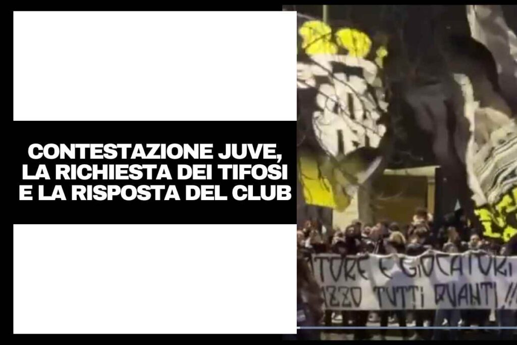 I tifosi della Juventus durante la contestazione nei pressi del J|hotel
