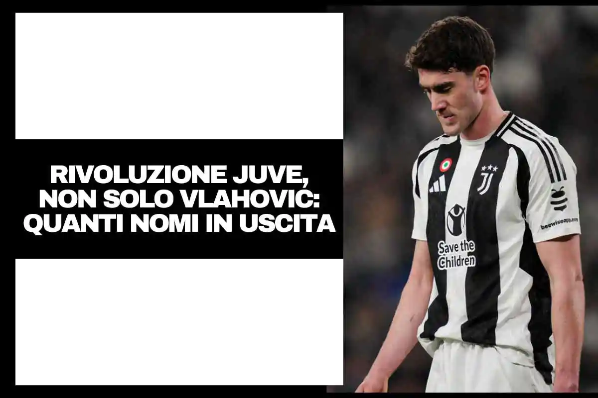 Vlahovic sconsolato in campo con la maglia della Juventus