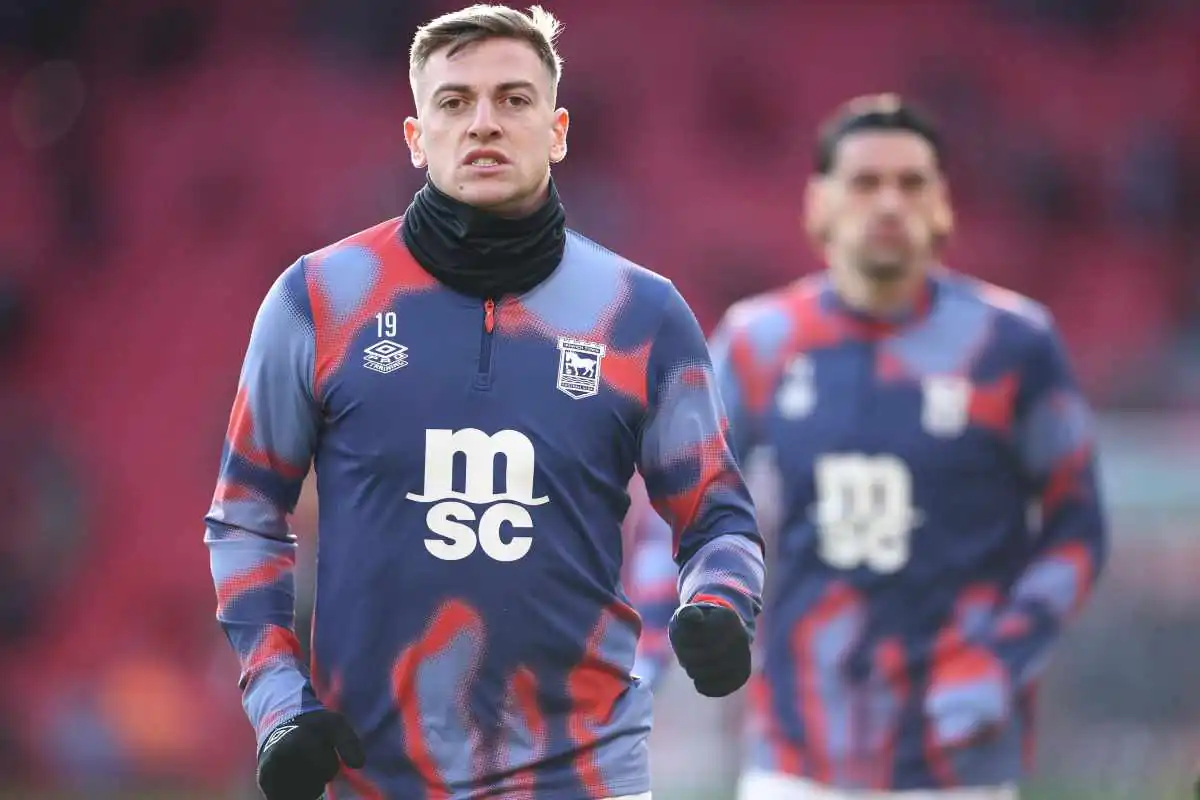 Delap durante il riscaldamento