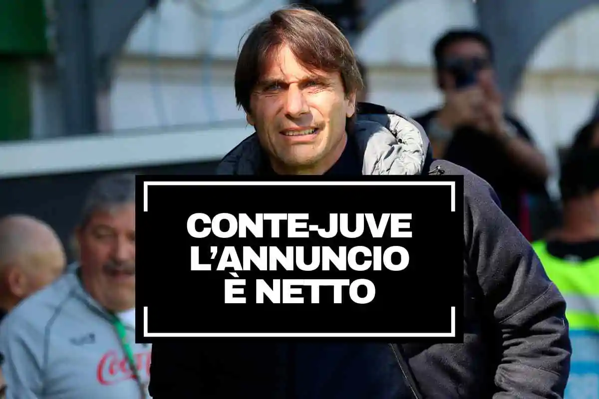 Conte a bordo campo con indosso un giubbotto