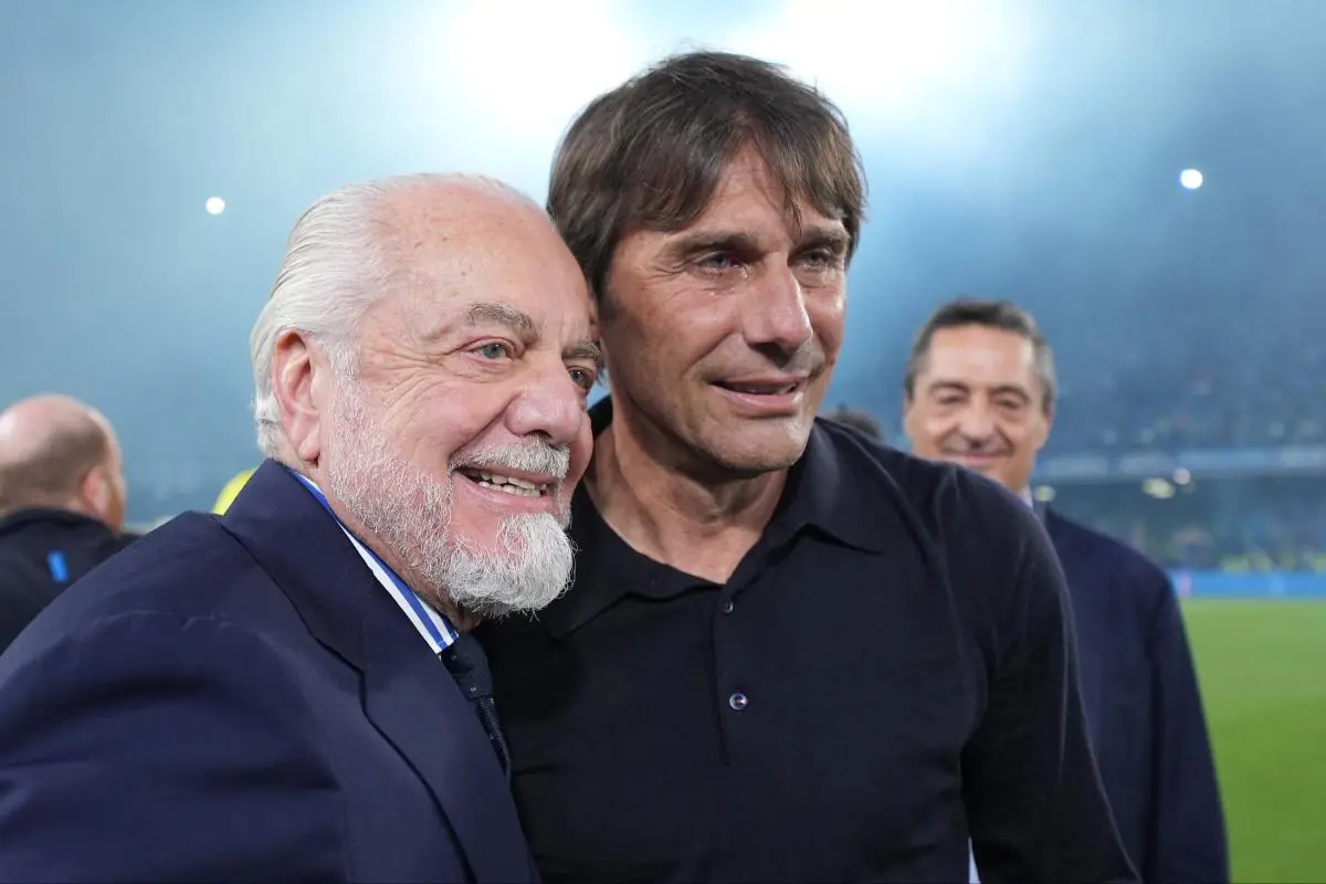 De Laurentiis e Conte dopo la vittoria dello Scudetto