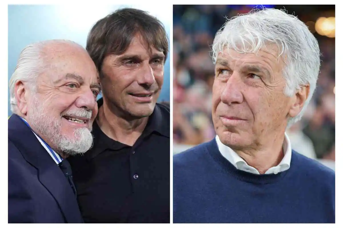 Conte e De Laurentiis a sinistra e Gasperini a destra