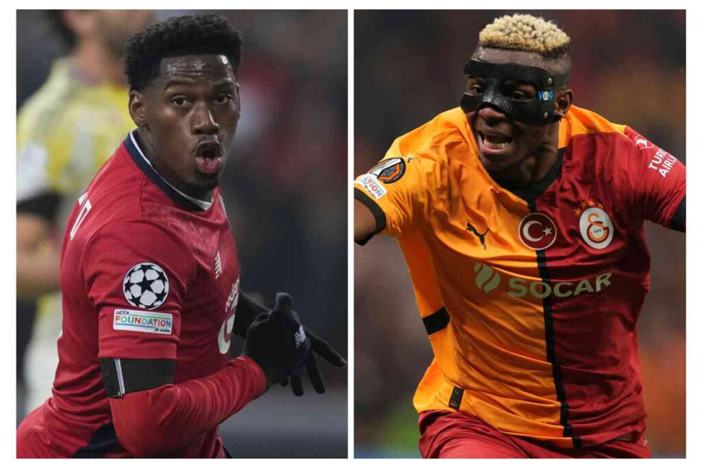 David a sinistra con la maglia del Lille e Osimhen a destra con la maglia del Galatasaray