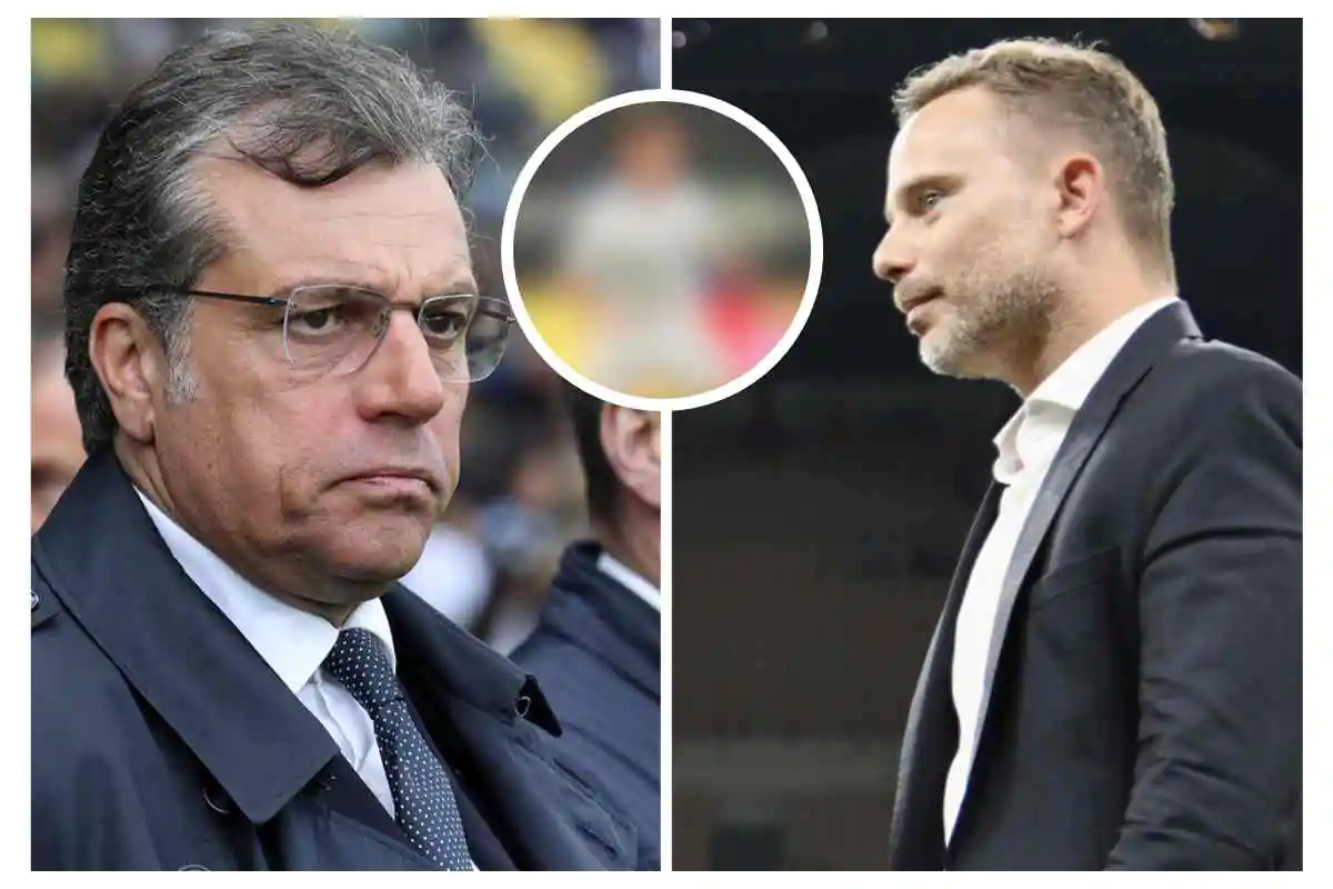 Giuntoli a sinistra e Furlani a destra osservano da bordo campo