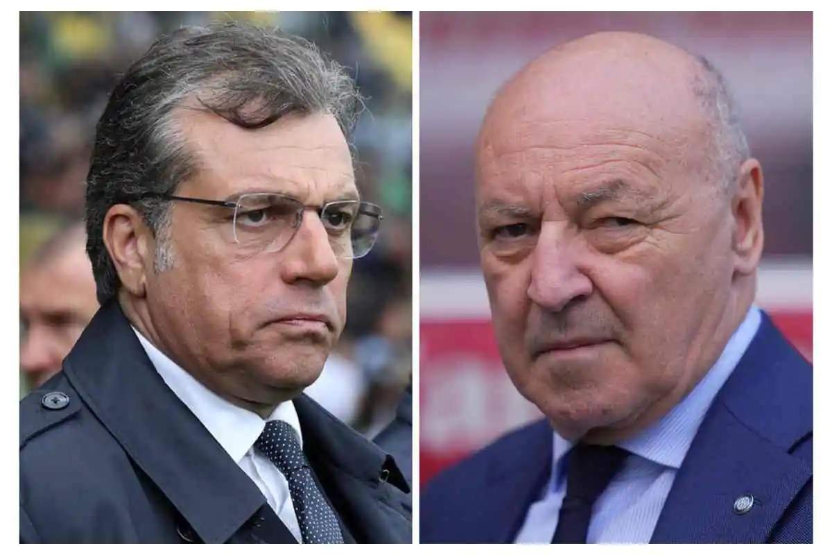 Giuntoli a sinistra e Marotta a destra osservano da bordo campo