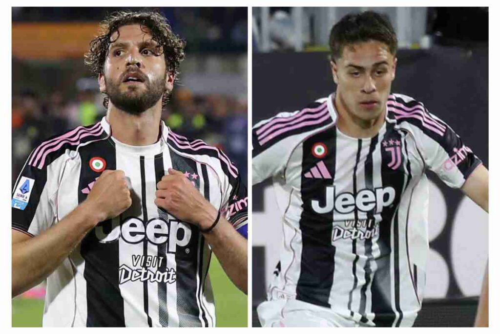 Locatelli a sinistra e Yildiz a destra in campo con la maglia della Juventus