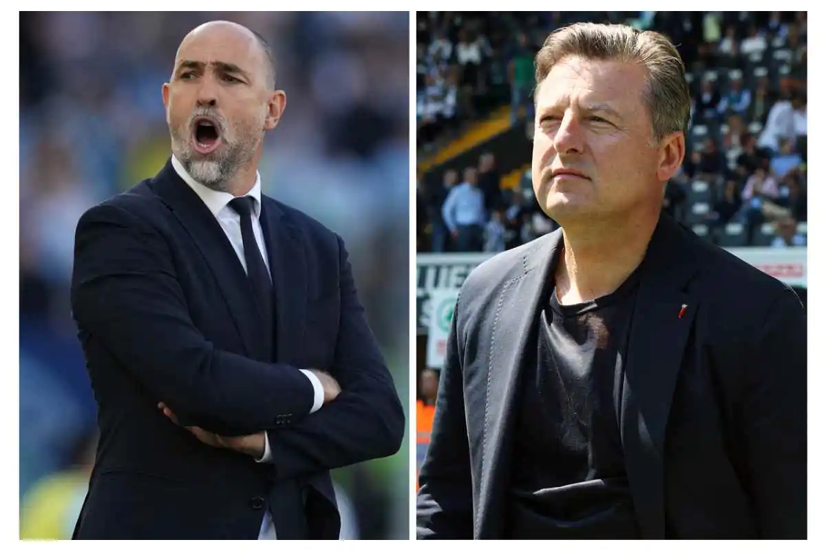 Tudor a sinistra e Runjaic a destra osservano da bordo campo