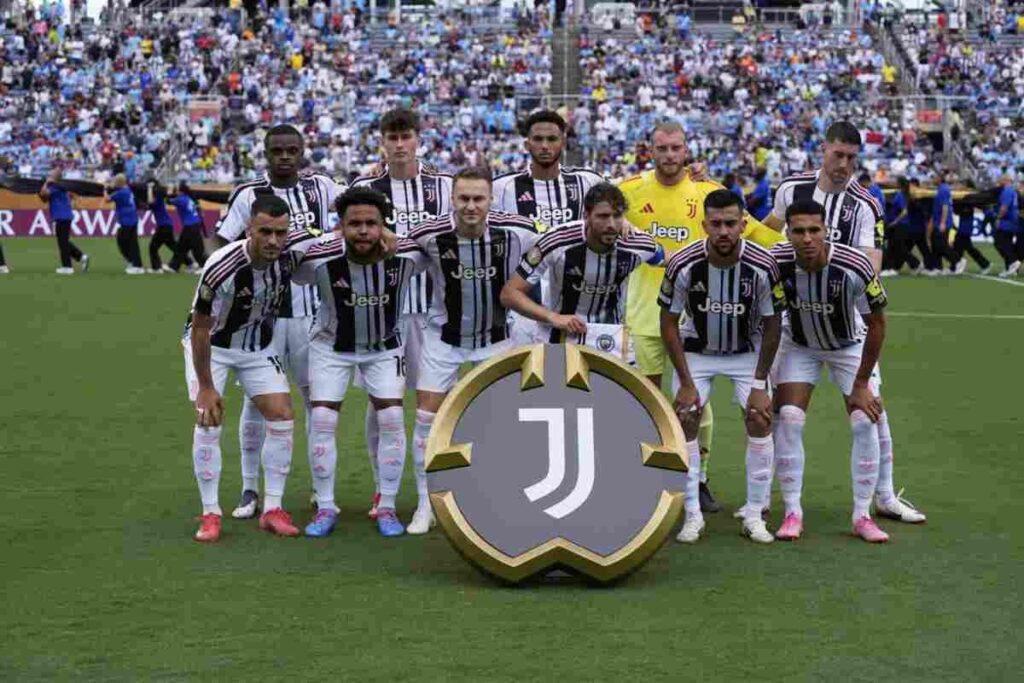 Foto di gruppo squadra Juventus nel match contro il Manchester City