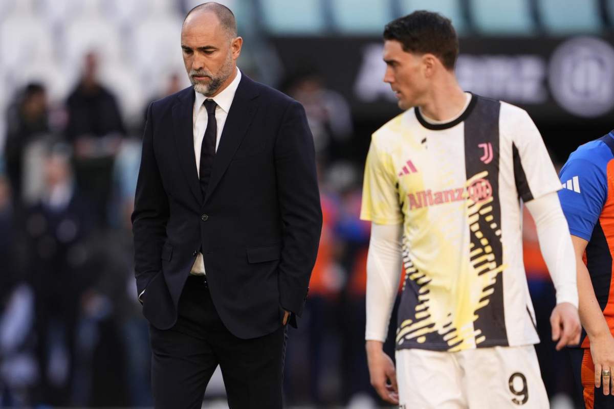 Igor Tudor e Dusan Vlahovic in allenamento