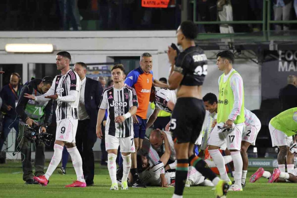 La Juventus in campo contro il Venezia