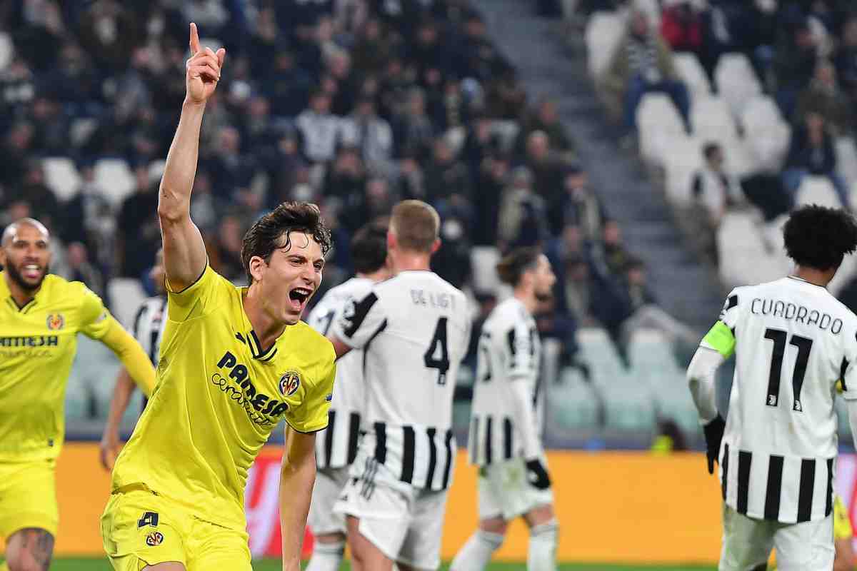 Pau Torres festeggia con indosso la maglia del Villarreal dopo il gol nella trasferta vinta 3-0 contro la Juventus