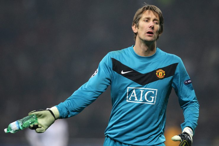 Van der Sar con la maglia del Manchester