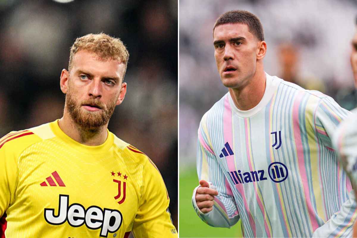 Di Gregorio e Dusan Vlahovic con indosso la maglia della Juventus