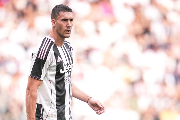 L'attaccante della Juventus Dusan Vlahovic nel match amichevole contro la Juventus Next Gen