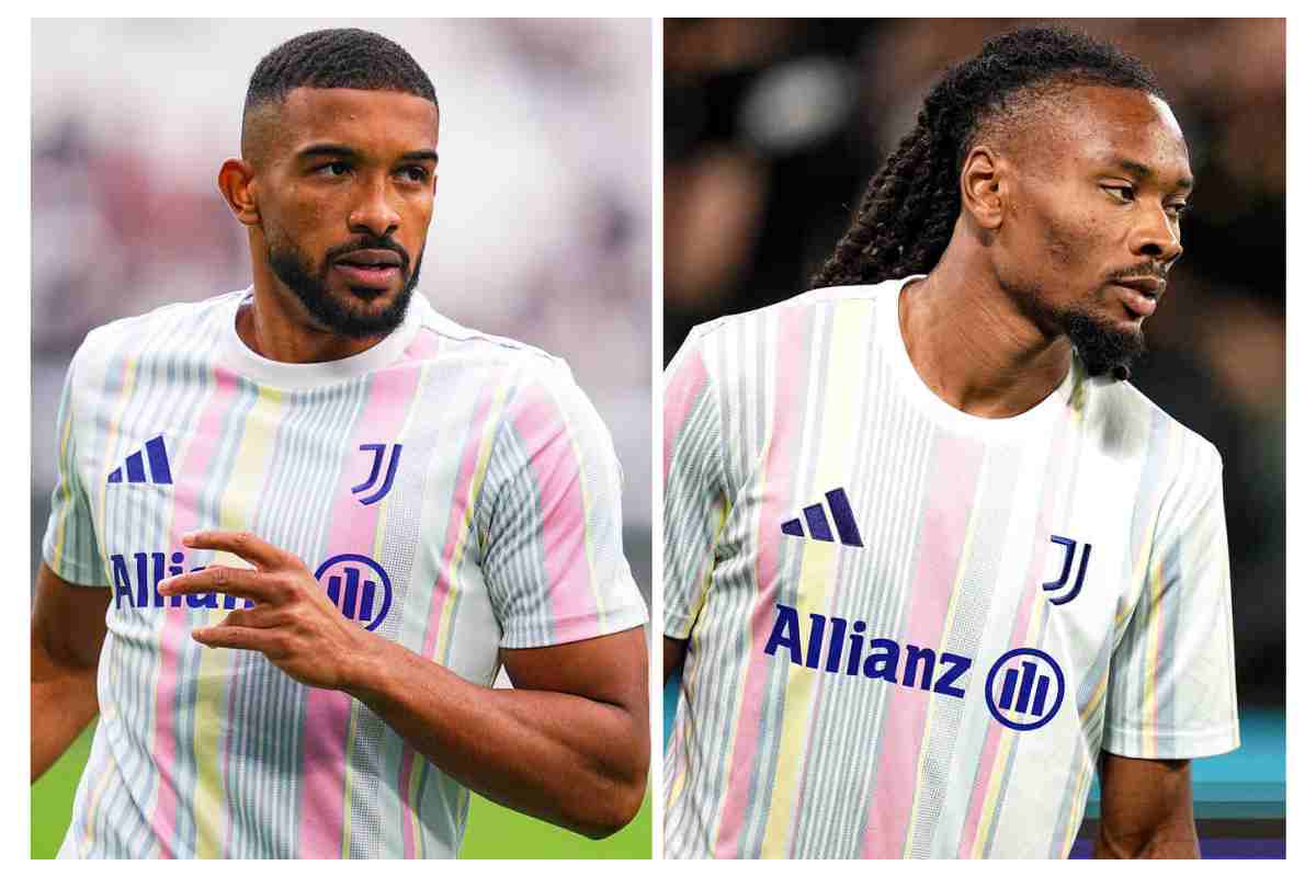 Bremer a sinistra e Thuram a destra si riscaldano nel pre partita