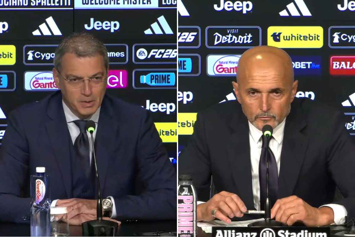 Comolli e Spalletti durante la presntazione dell'allenatore in conferenza stampa