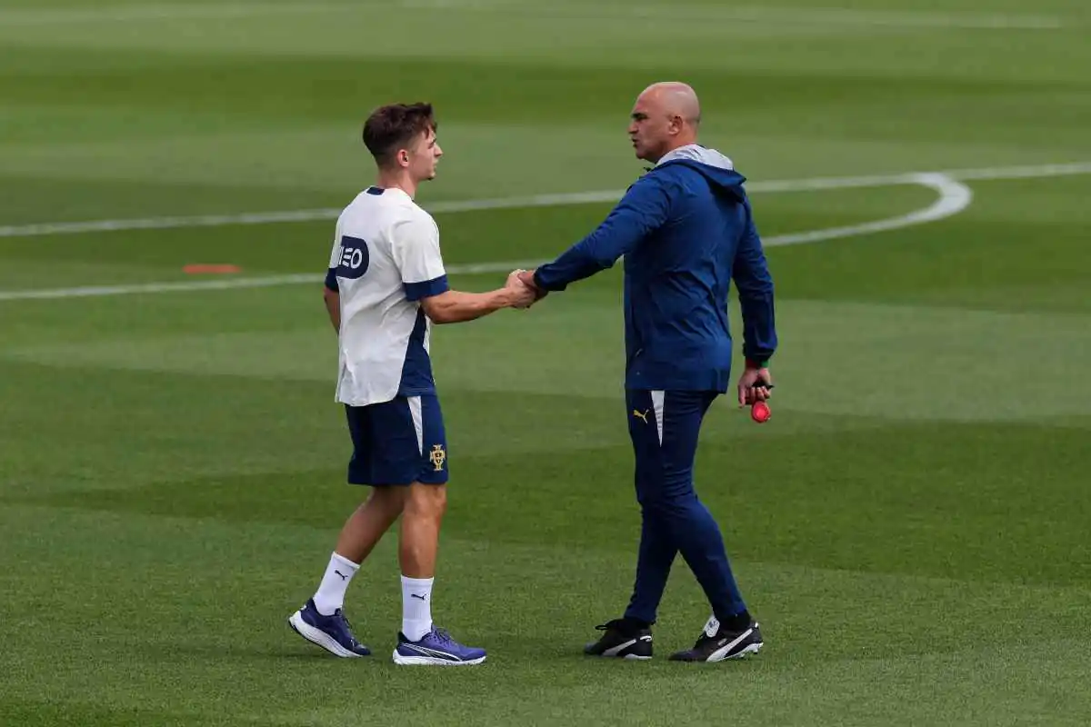 Conceiçao e Roberto Martinez durante un allenamento del Portogallo