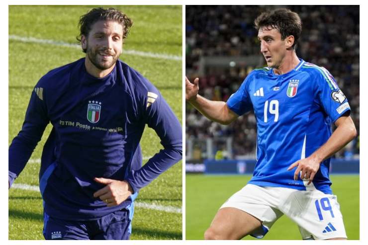 Locatelli a sinistra e Cambiaso a destra con indosso abiti della nazionale