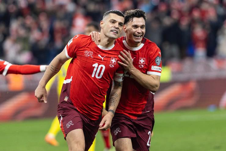 Juve, Xhaka esulta dopo un gol