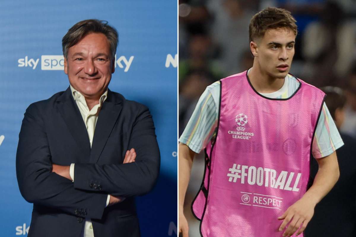 Collage che ritrae il giornalista Fabio Caressa e il 10 della Juventus Yildiz