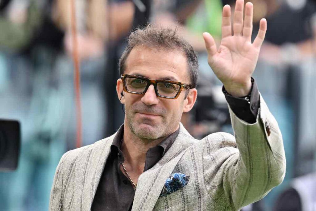 Alex Del Piero allo stadio per la gara contro l'Atalanta