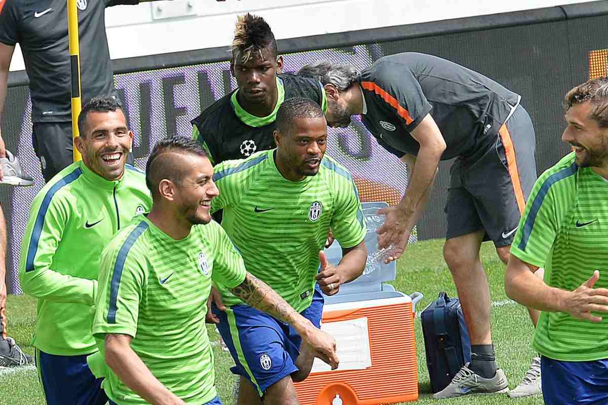 Tevez, Pereyra, Pogba, Evra e Llorente si allenano con la Juventus nel 2015