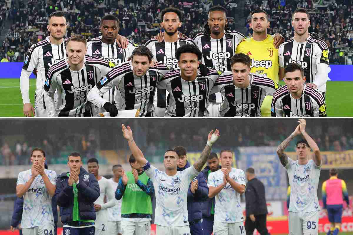 Collaage che ritrae la squdra della Juventus e quella dell'Inter