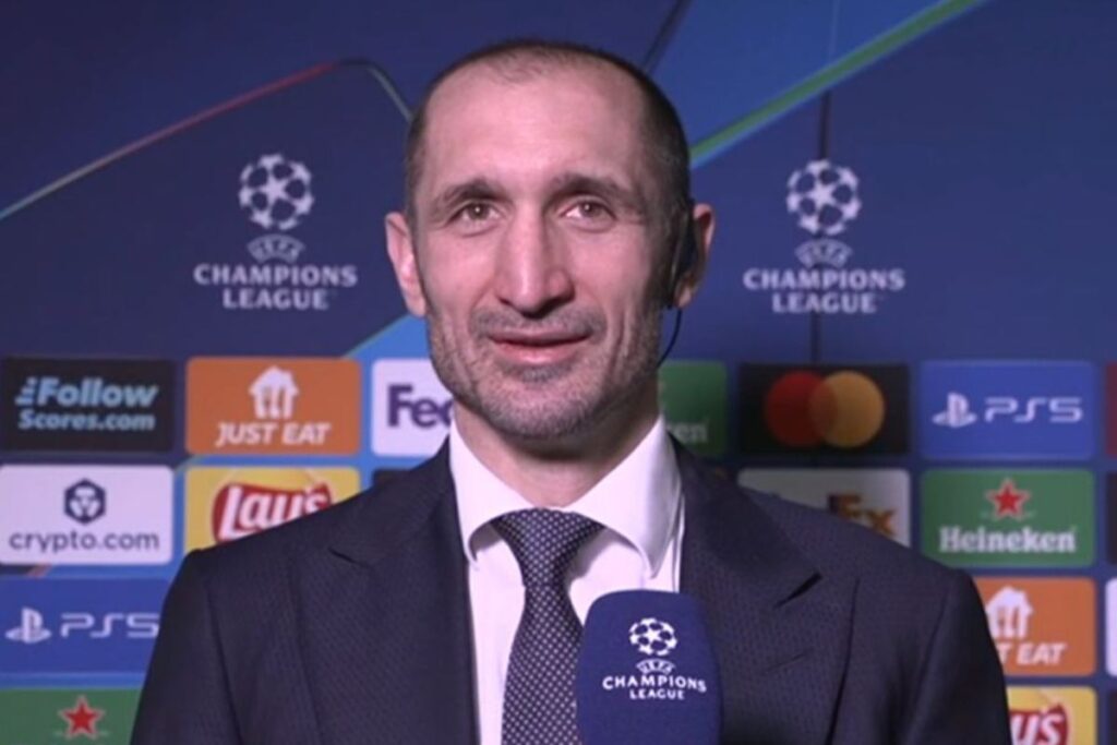 Chiellini parla ai microfoni di Sky Sport dopo il sorteggio di Champions League della Juve