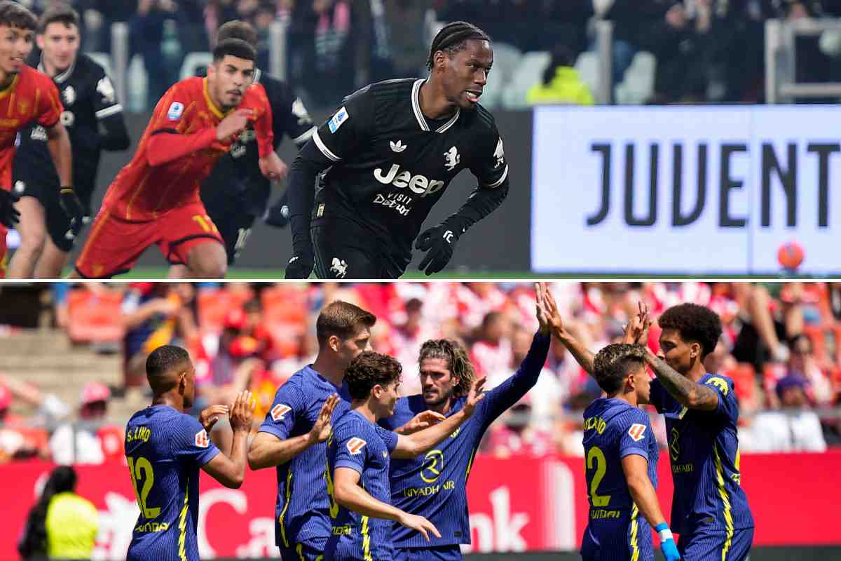 Jonathan David sbaglia un rigore con la Juventus durante la partita ufficiale del 2026 contro il Lecce, mentre l’Atlético Madrid festeggia un gol in una seconda scena dell’immagine.