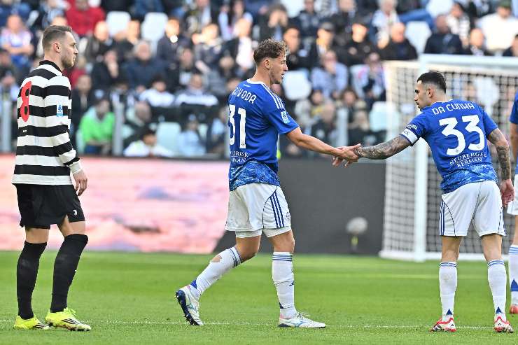 Giocatori in campo durante Juventus-Como