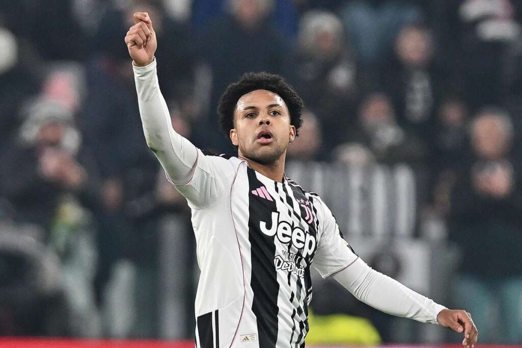 Weston McKennie, centrocampista della Juventus, esulta dopo la rete realizzata contro la Lazio